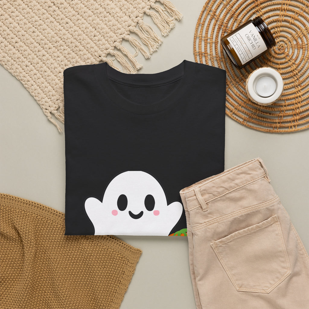 Spooky Season Tee — Cute Ghost & Pumpkin Halloween Shirt